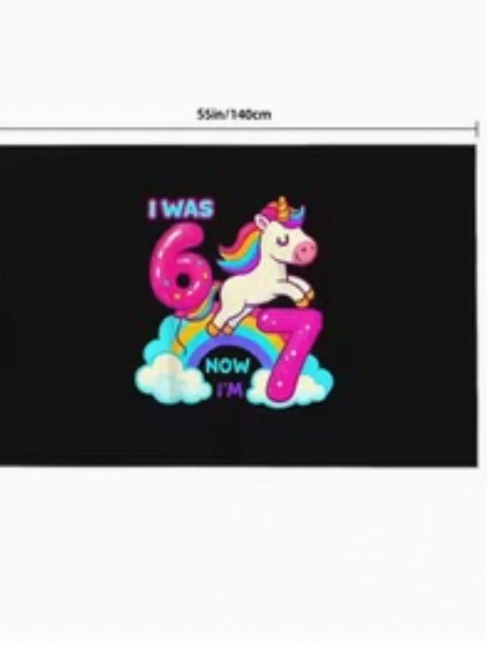 Unicorn 6/7th Birthday Graphic Banner- Black 34”x53”